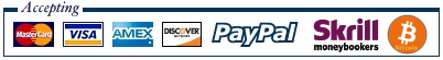 accepting credit cards, PayPal, Direct debit, Skrill, Bitcoin